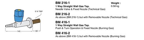 Wall Mounted Gas Taps - 1 Way Straight Wall Gas Tap - METHOD