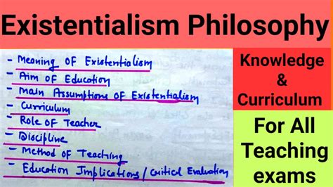 Existentialism Philosophy/Knowledge & Curriculum /for all Teaching ...