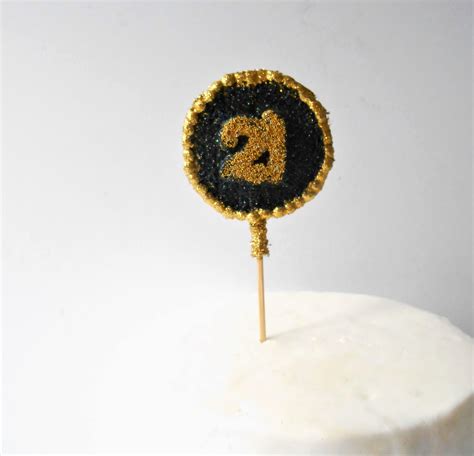 21 Gold Black Glitter Cake Topper Celebration Party Birthday | Etsy