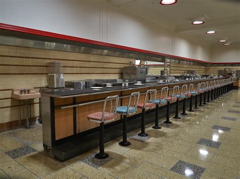 Lunch counter at the old Woolworth's "five and dime" store, a legendary site marking the ...