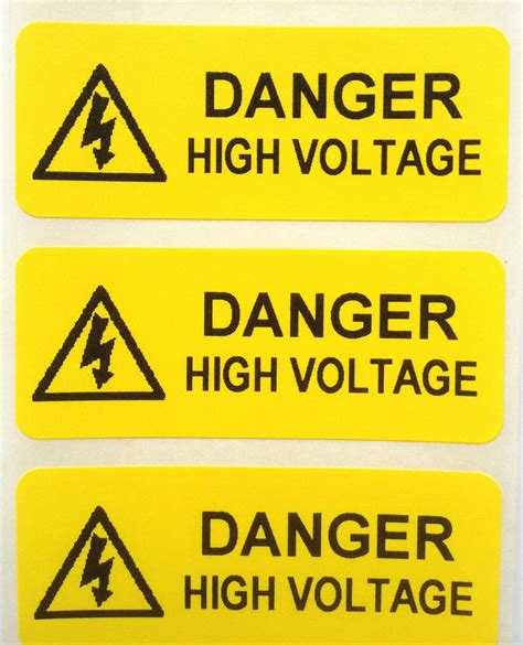 Electrical Safety Warning Labels - High Voltage Labels - Yellow 50mm x ...