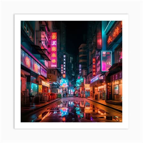 Neon City Street Art Print by David Arts - Fy