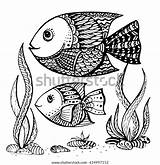 Fish Pattern Coloring Pages Adults Stock Vector Royalty Free 614997152 sketch template