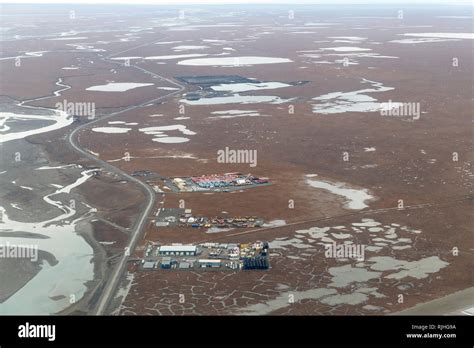 Aerial view of Prudhoe Bay. United States, Alaska, Arctic National ...