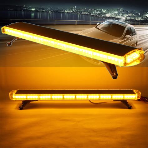 47'' 88W 88 LED Strobe Light Bar Car Roof Top Beacon Amber Flashing Warning Work Lamp 1.2M ...