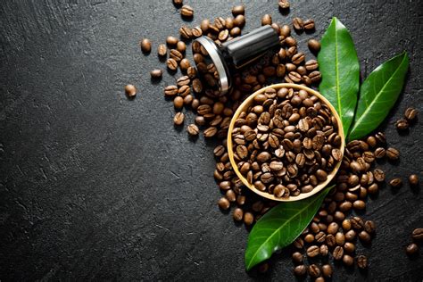 Download Coffee Beans With Leaves Wallpaper | Wallpapers.com