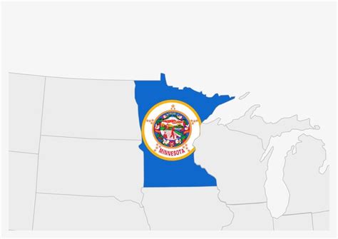 Premium Vector | US state Minnesota map highlighted in Minnesota flag colors gray map with ...