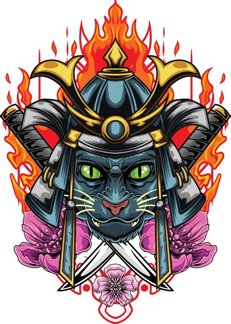 Vector illustration of cat samurai 13334724 Vector Art at Vecteezy