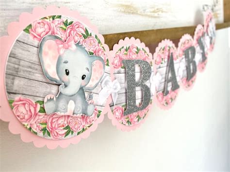 Baby Shower Banner - It's A Girl Banner - Baby Pink Elephant Themed ...