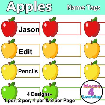 Apple Editable Name Tags Colorful Labels Classroom Management ...