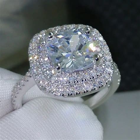 choucong Cushion cut 8mm AAAAA zircon cz 925 Sterling silver Women ...