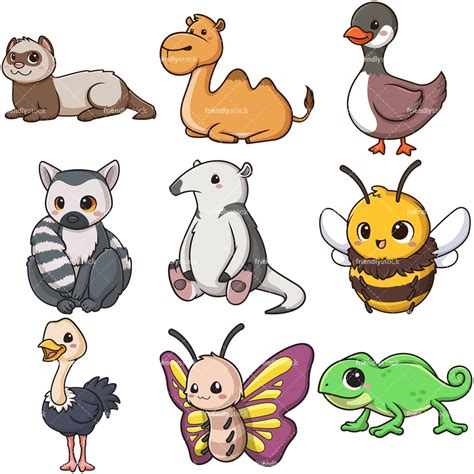 Kawaii Animals Clipart Bundle 7 - FriendlyStock