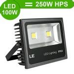 LE® 100W Super Bright Outdoor LED Flood Lights, 250W HPS Bulb Equivalent, 10150lm, Daylight ...