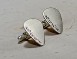 Sterling silver coordinate guitar pick cuff links with latitude and lo – Nici's Picks