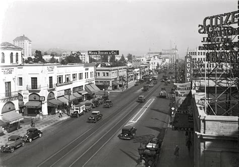 Hollywood Boulevard looking east from near the Highland Ave corner in 1934.