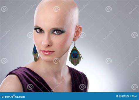 Bald Woman With Peacock Plume Royalty-Free Stock Photography | CartoonDealer.com #28599005