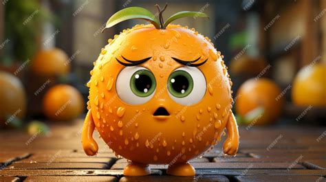 Premium AI Image | Orange fruit character in sad emotion action