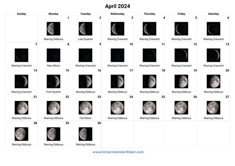 Moon Phase Calendar April 2025 - Blake Springer