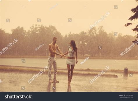 Loving Couple Rain Barefoot Man Woman Stock Photo 762392908 | Shutterstock