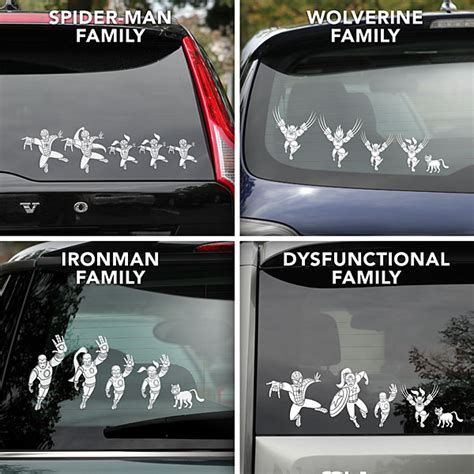 Superhero Family Car Window Decals