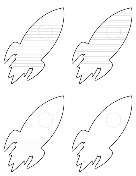 Free Printable Cartoon Rocket-Shaped Writing Templates