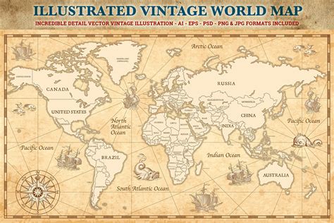 Vintage Map Of World