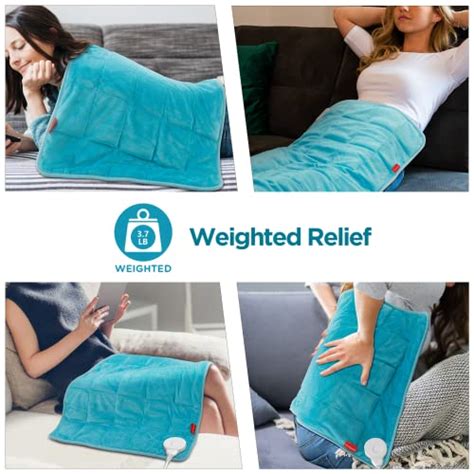 17x30" Extra Large Weighted Heating Pad, Comfytemp Electric Heating Pad for Back Pain Relief ...