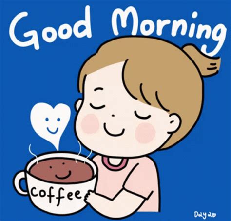 Animated Girl Enjoying Coffee Good Morning Cartoon GIF | GIFDB.com