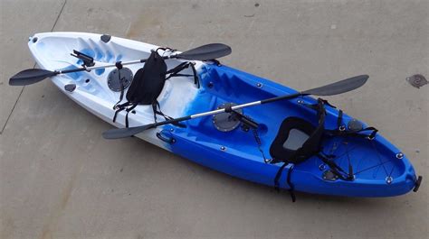 DOUBLE KAYAK SINGLE FISHING KAYAK TANDEM 2 TWO SEAT KAYAK CANOE + SEAT + PADDLE