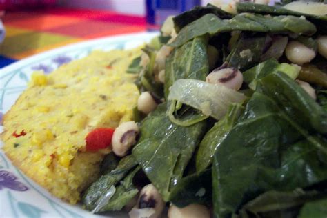 what do vegans eat?: Collard Greens and Cornbread