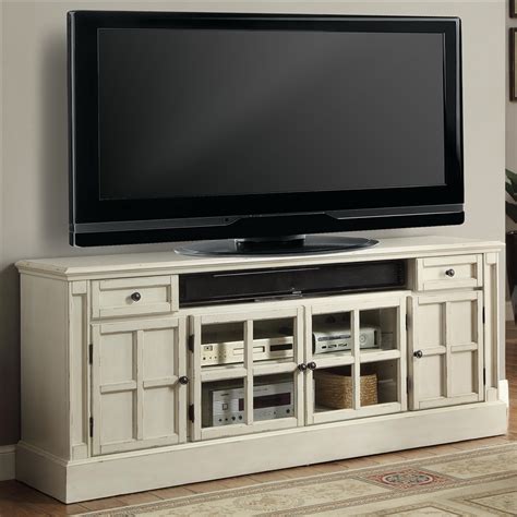 Charlotte 72 Inch TV Console with Power Center in Antique Vintage White ...