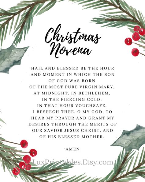 Catholic Prayer Christmas Novena St. Andrew Novena Feast Day DIGITAL DOWNLOAD 8x10, 11x14 Wall ...