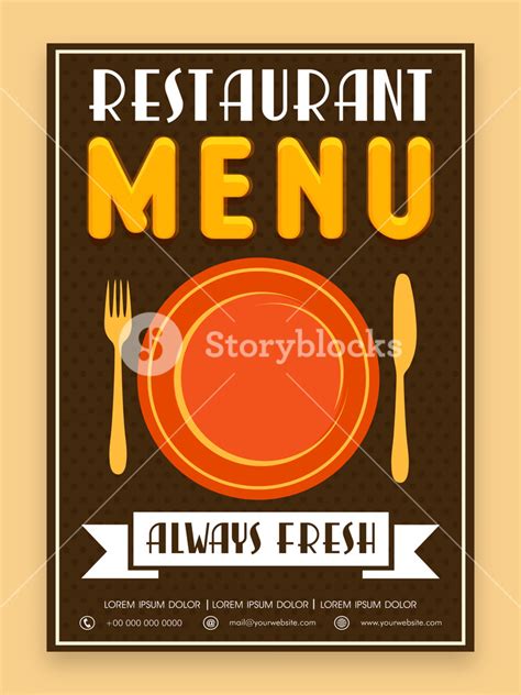 Vintage menu card design for Restaurant in brown color. Royalty-Free ...