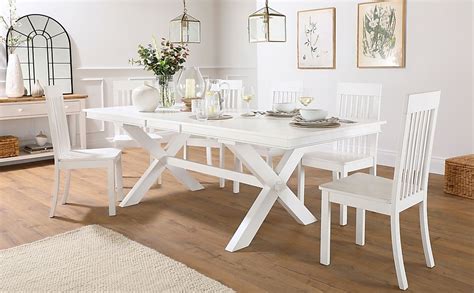 Grange Extending Dining Table & 8 Oxford Chairs, White Wood, 180-220cm ...