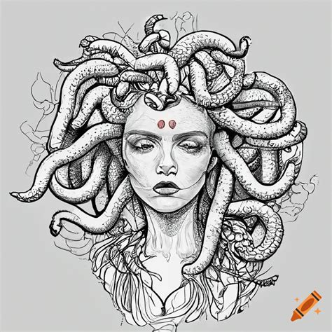 Clean line art coloring page of medusa on Craiyon