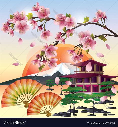 Japanese background with sakura japanese cherry Vector Image