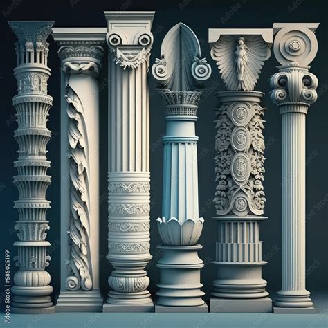 Stone Pillars Set, Old Roman Columns, Marble Greek Pillar, Rome Greece ...