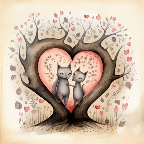 Valentine Tree Fox Heart Art Free Stock Photo - Public Domain Pictures