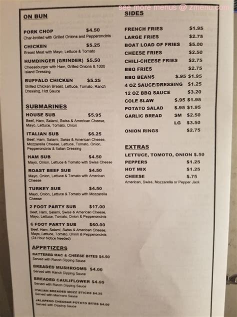 Menu at Sandwich Factory BBQ, Rockford