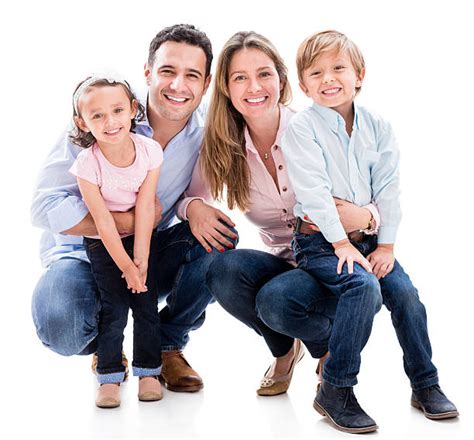 A Happy Family On White Background Stock Photos, Pictures & Royalty-Free Images - iStock