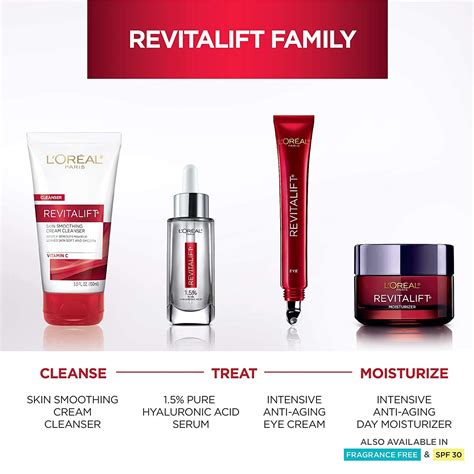 L'Oreal Paris Revitalift Anti-Aging Skin Care Regimen Kit with Hyaluronic Acid Facial Serum and ...