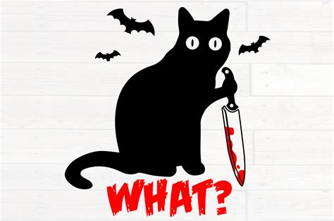 What? Black Cat Hold Knife Graphic by NiceToMeetYou · Creative Fabrica