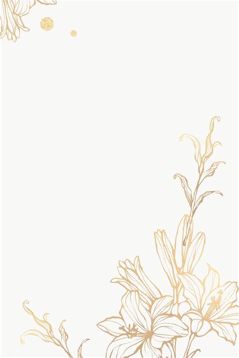 Download premium png of Gold floral outline on marble background ...