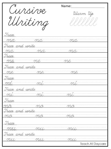 French Cursive Handwriting Worksheets