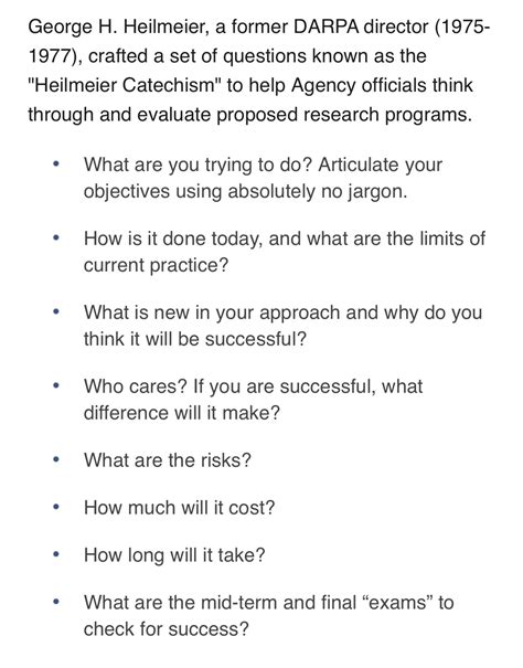 Heilmeier’s Catechism | The Farming Forum