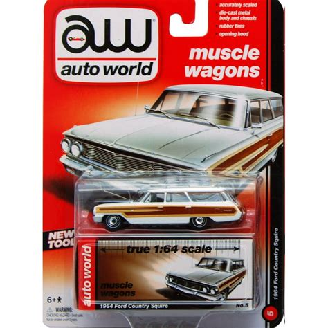 1964 Ford Country Squire , Red - Auto World AW64012/48B - 1/64 Scale Diecast Model Toy Car ...