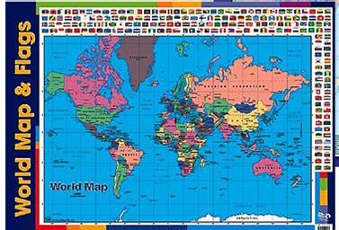 World Map & Flags Chart (double sided) - Ziggies Educational Supplies