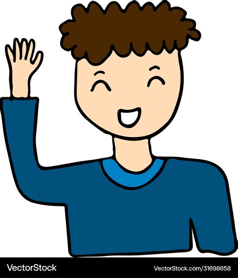 Character happy boy greeting say hi hello cartoon Vector Image