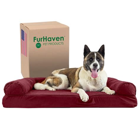 Furhaven Memory Foam Dog Bed for Large Dogs w/ Removable Bolsters & Washable Cover, For Dogs Up ...