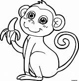 Young Monkey Eating A Banana Coloring Page Printable sketch template